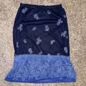 Vintage Express Navy Blue Mesh Skirt Size Small